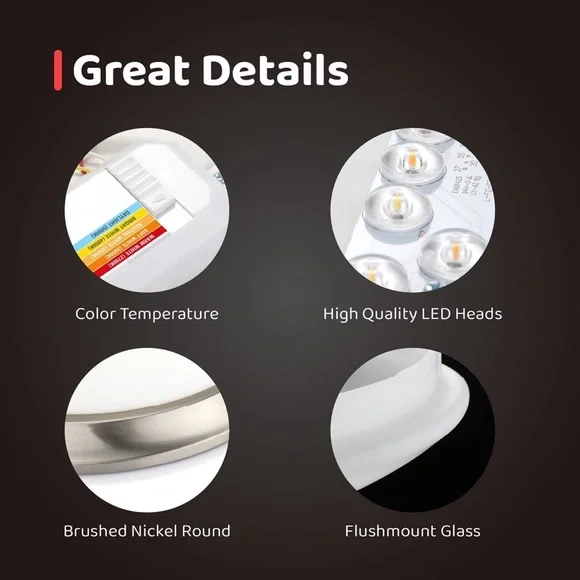 LED Ceiling Light Brushed Nickel Frosted Glass Shade Light Fixture for Bedroom - Picture 6 of 10